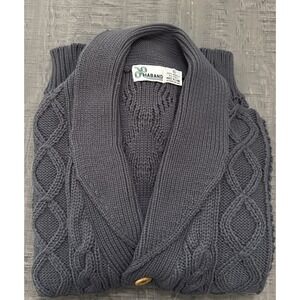 Haband sweater cardigan grey shawl collar cable knit Grandpa Classic XL
